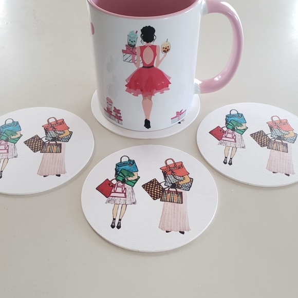 NWT Fashion Coasters Set of 4 Cute Hand Drawn Unique Handbag Sketches - Picture 4 of 11